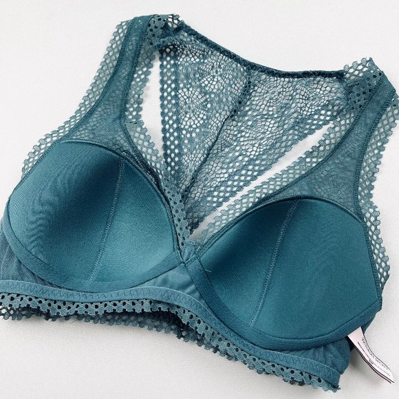 NWOT VICTORIA’S SECRET Plunging Eyelet Lacy Racer Bralette - Picture 6 of 11